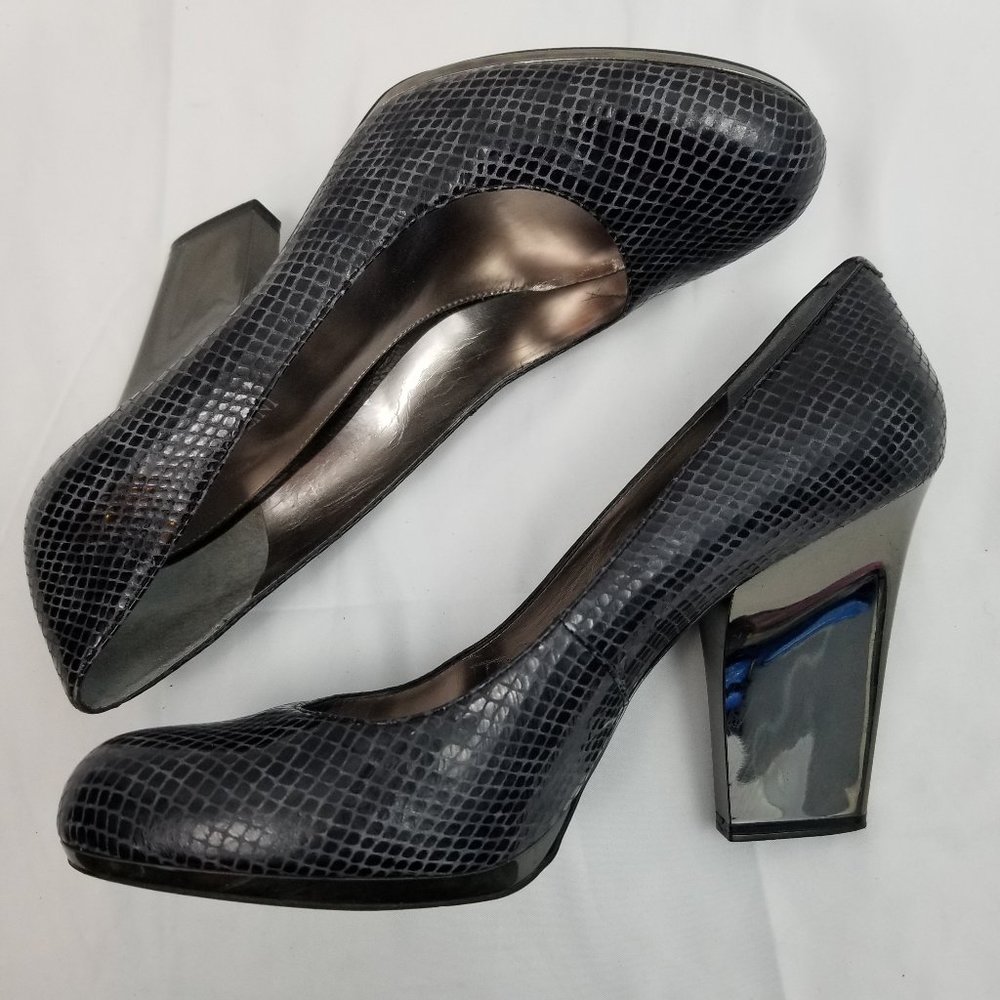 Enzo Angiolini Snake Skin Mirrored Heel Pumps